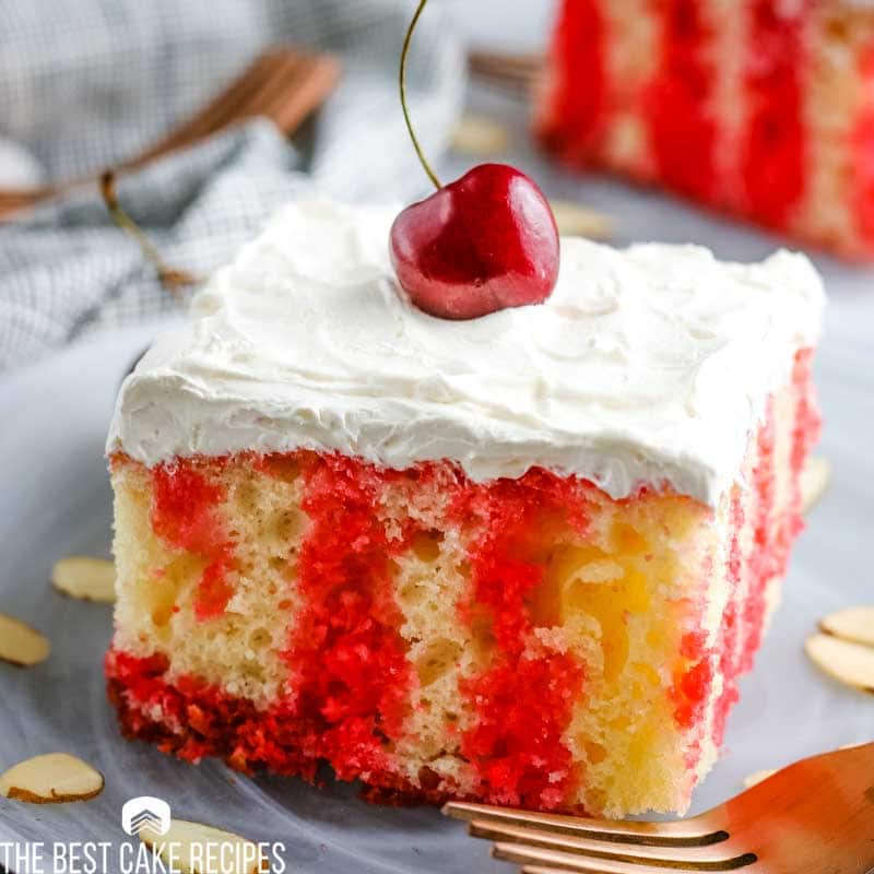 Jello Poke Cake with whipped frosting