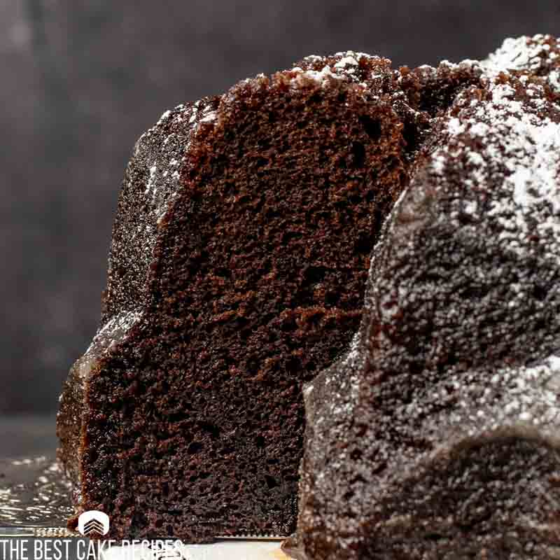 chocolate cake on a spatula