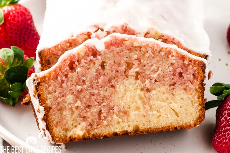 slices of strawberry swirl pound cake