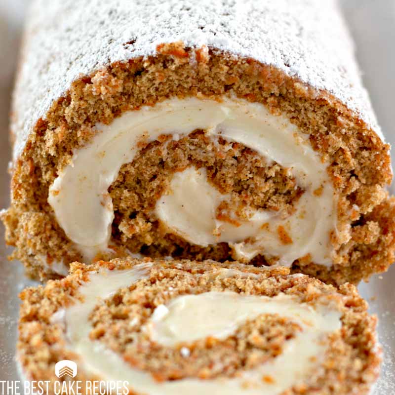 carrot cake roll on a plate