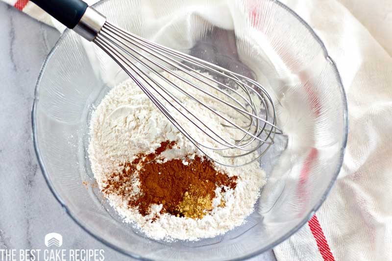 dry ingredients for cake roll in a bowl