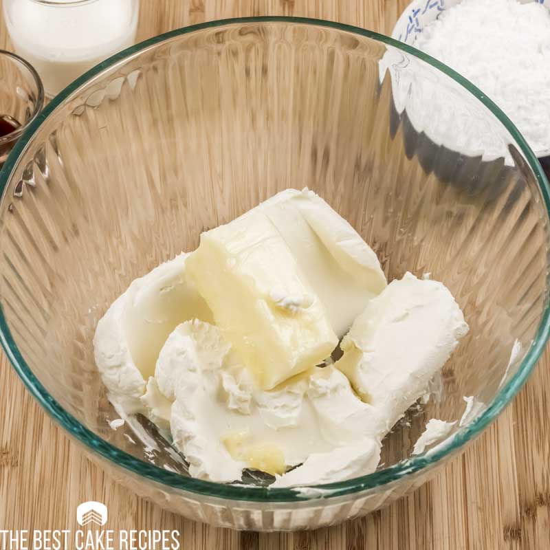 butter and cream cheese in a bowl