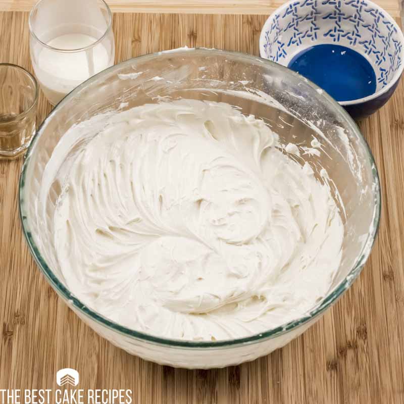creamed frosting in a bowl