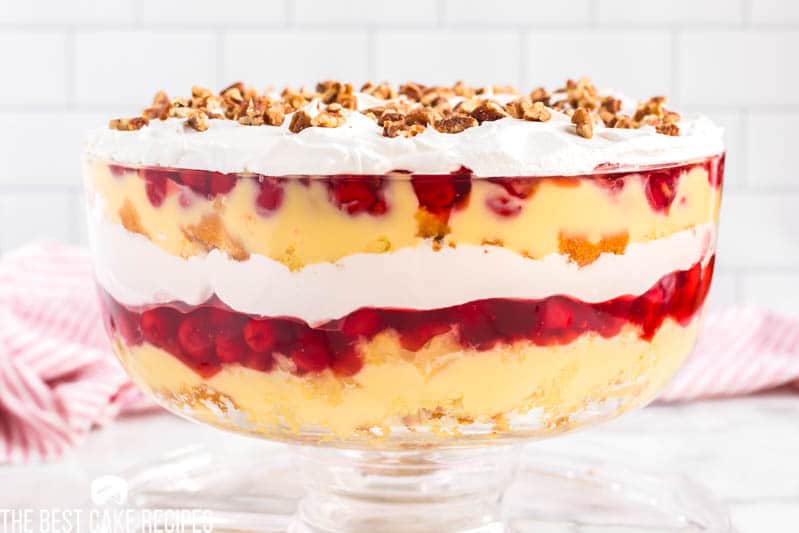 punch bowl cake with cherries and pudding
