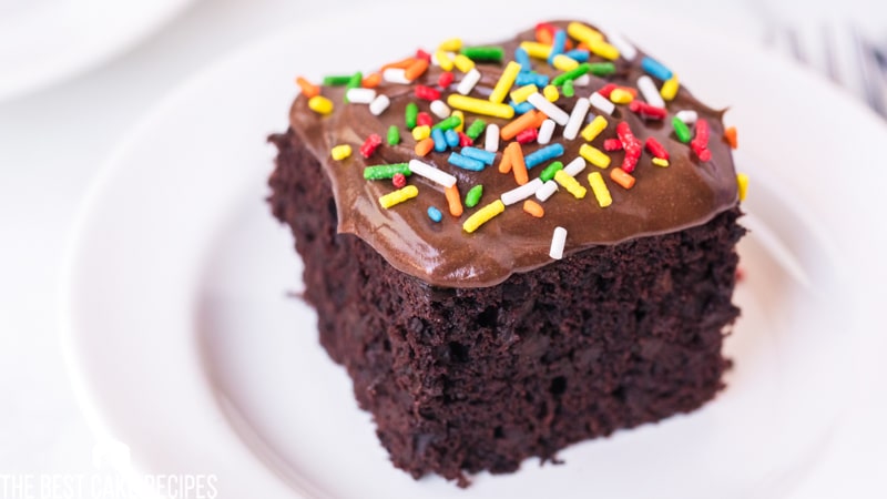 slice of chocolate cake on a plate