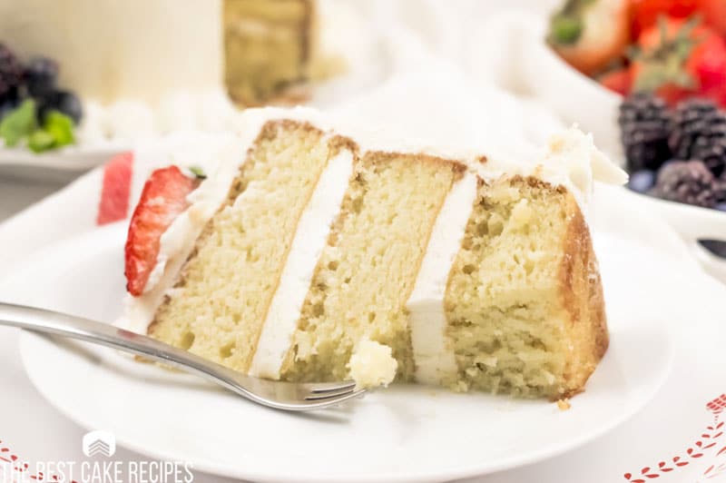slice of Low Carb Vanilla Cake on a plate