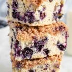 three pieces of blueberry buckle