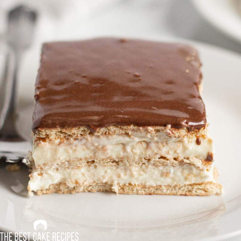 slice of eclair cake on a plate