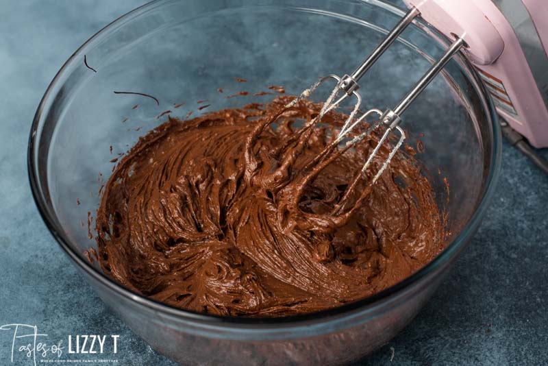 mixing Sourdough chocolate cake