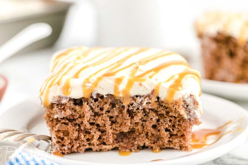 frosted spice cake with caramel