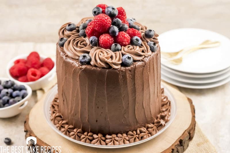 3 layer decorated keto chocolate cake