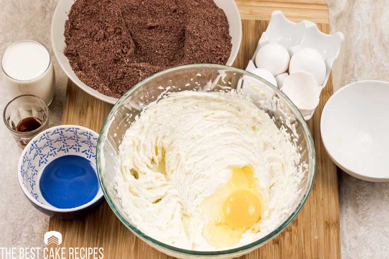 wet ingredients for keto cake in a mixing bowl