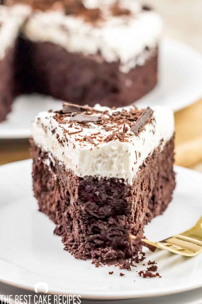 chocolate brownie cake with a bite out of it