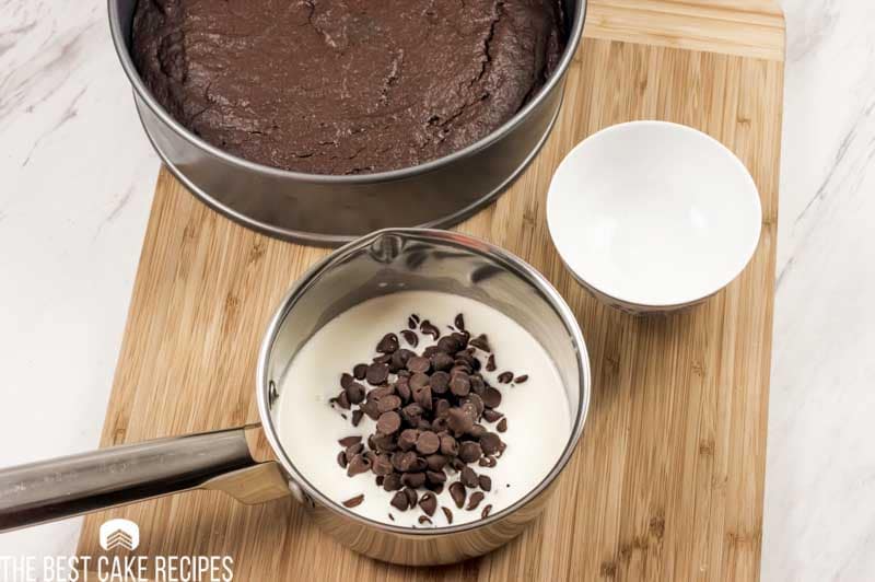 chocolate chips in heavy cream