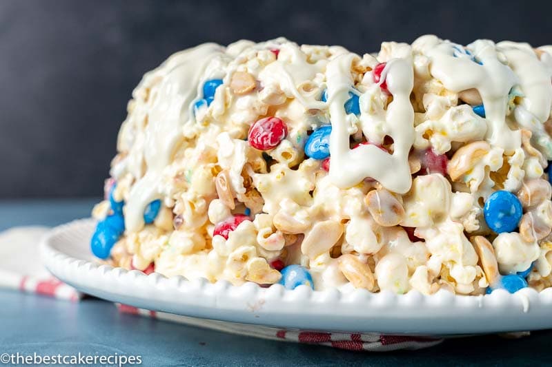 Patriotic Popcorn Cake with M&Ms | The Best Cake Recipes