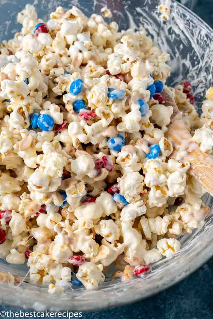 popcorn cake mixture in a bowl