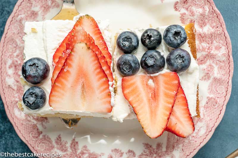 sheet cake with strawberries and blueberries