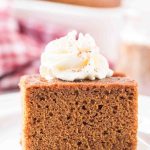 piece of gingerbread cake with whipped cream