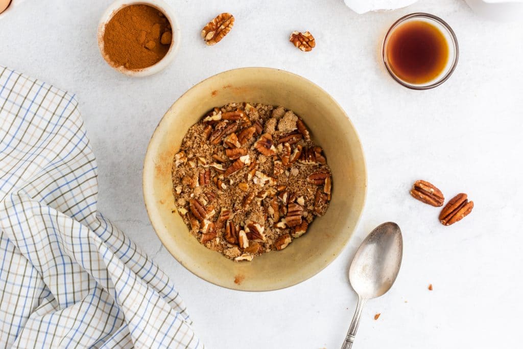 mixed brown sugar and pecans in a bowl