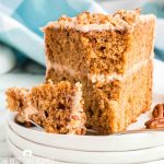 slice of apple butter layer cake with a bite out of it