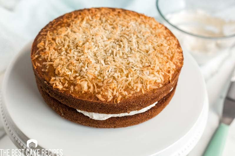 unfrosted banana coconut cake