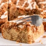slice of graham cracker coffee cake with a fork