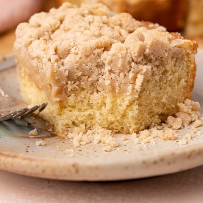 piece of crumb cake on a plate