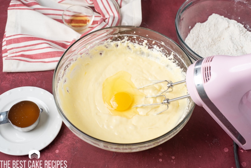 creamed butter and sugar with egg mixing in
