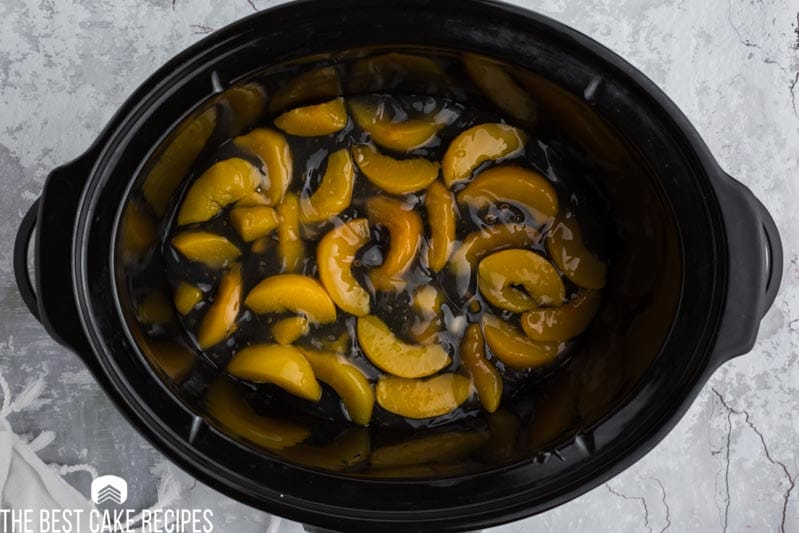 peach pie filling in a slow cooker