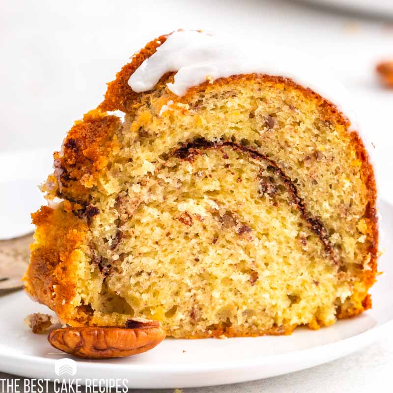 close up of cinnamon swirl cake