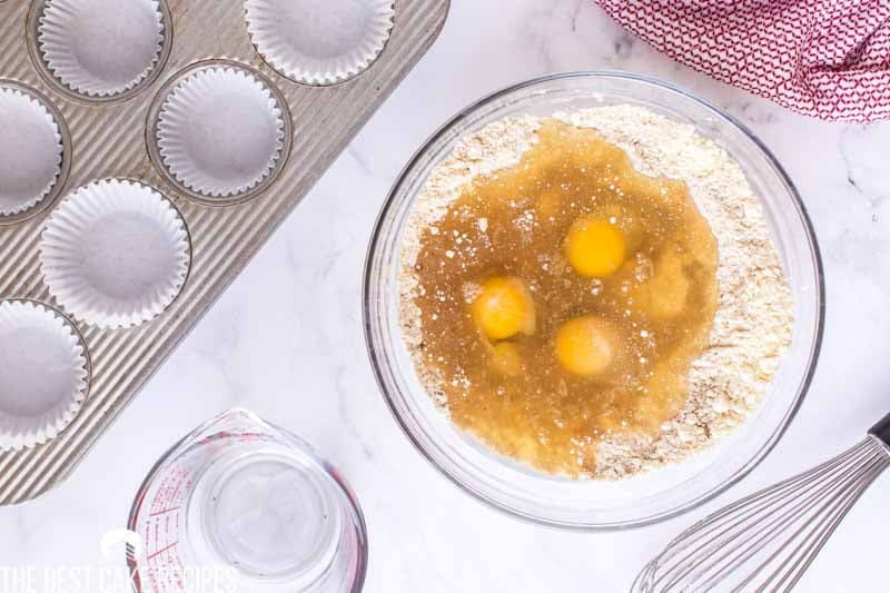 eggs in flour mixture for cupcakes