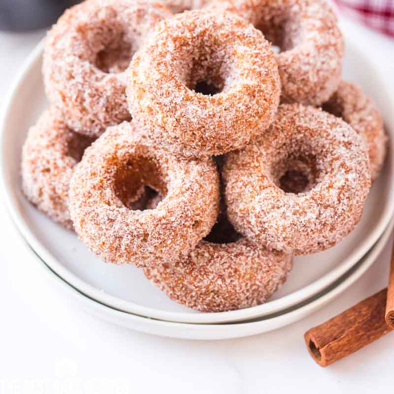 plate full of mini gingerbread donuts