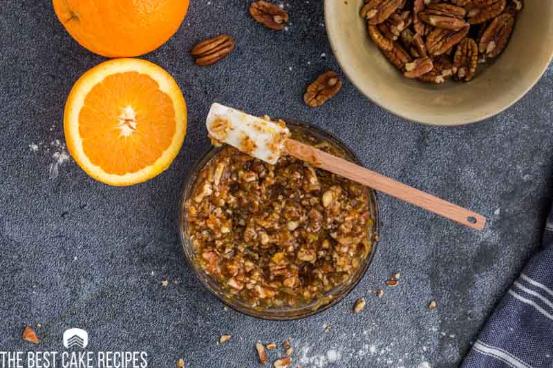 mixed nut filling for a cake in a bowl