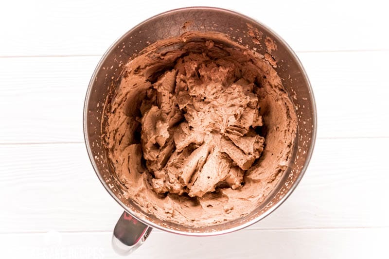 chocolate frosting in a bowl