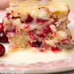 closeup of cranberry cake on a plate
