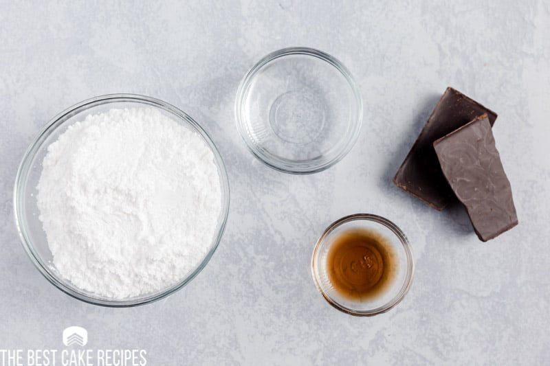 ingredients for chocolate glaze on a table
