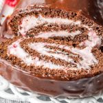 sliced chocolate raspberry cake roll