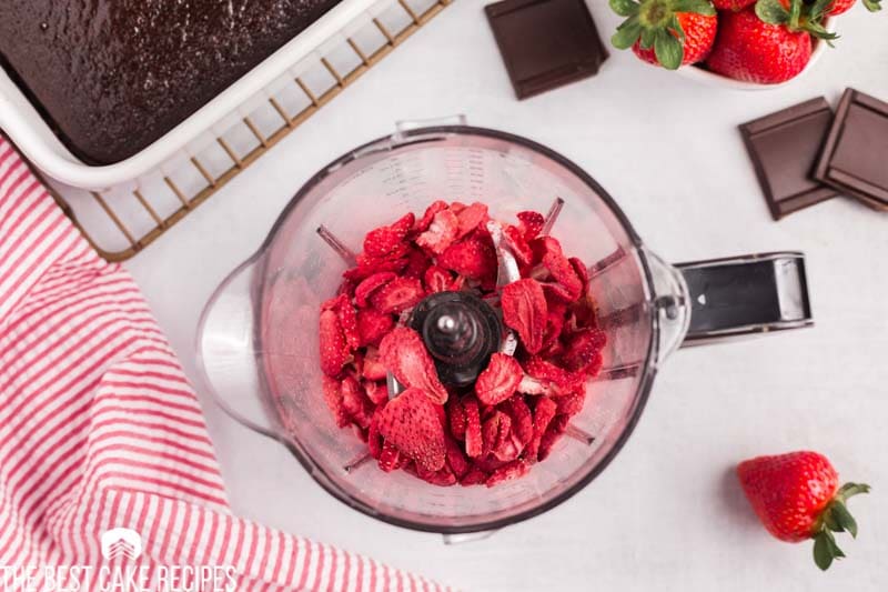 freeze dried strawberries in a food processor