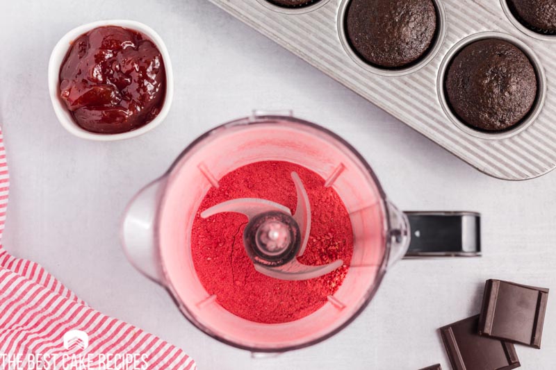 strawberry powder in a food processor