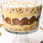 closeup of a banana layered trifle