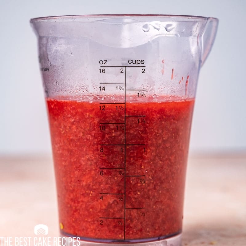 strawberry reduction in a glass cup
