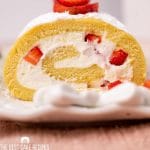 strawberries 'n cream cake roll closeup