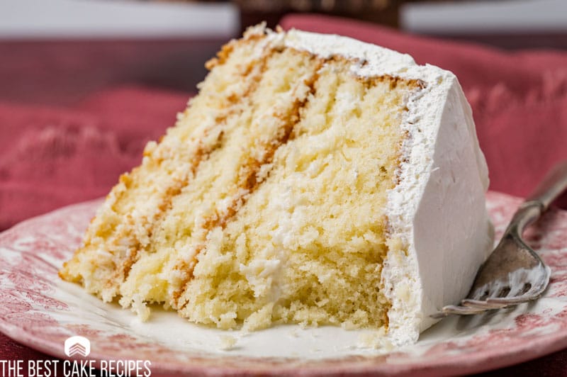 a slice of cake on a plate with one bite missing
