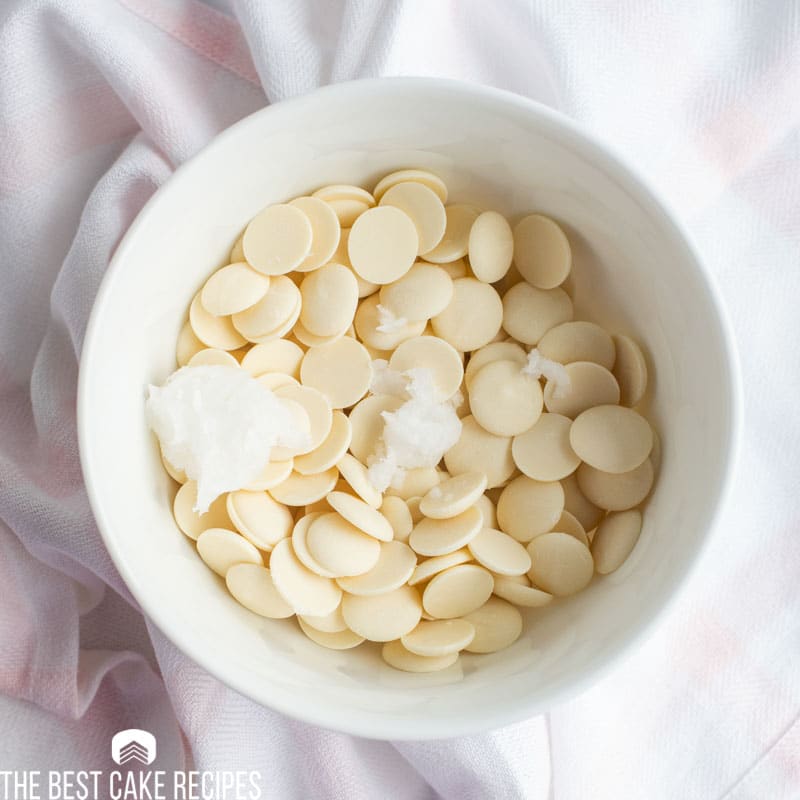 white chocolate in a mixing bowl
