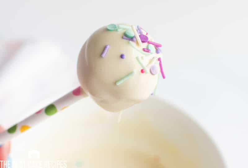 cake ball with sprinkles on it