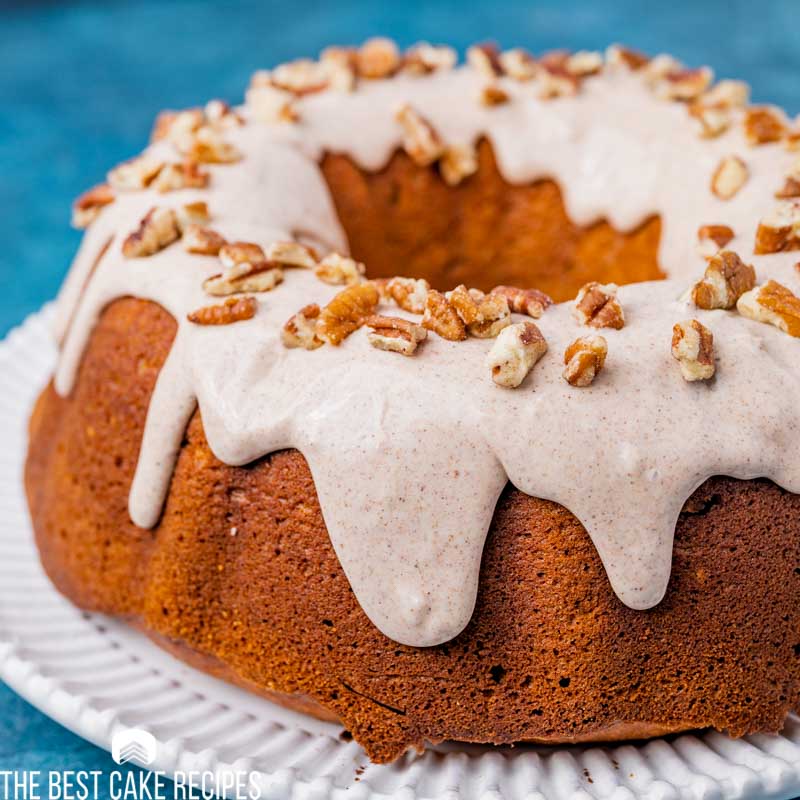 a glazed bundt cake on a plate