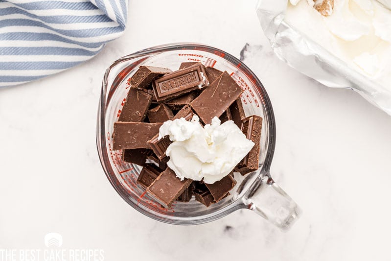chocolate and shortening in a measuring cup