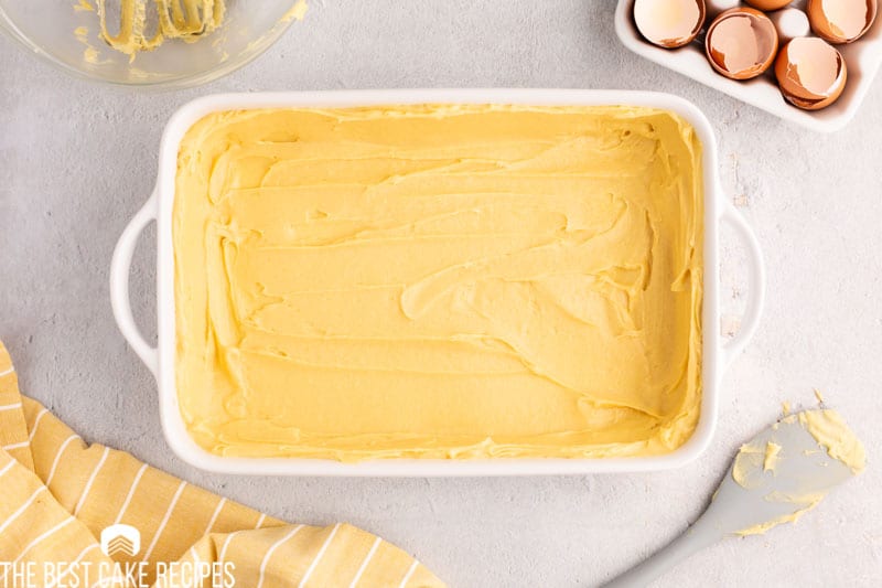cream puff batter in a baking pan