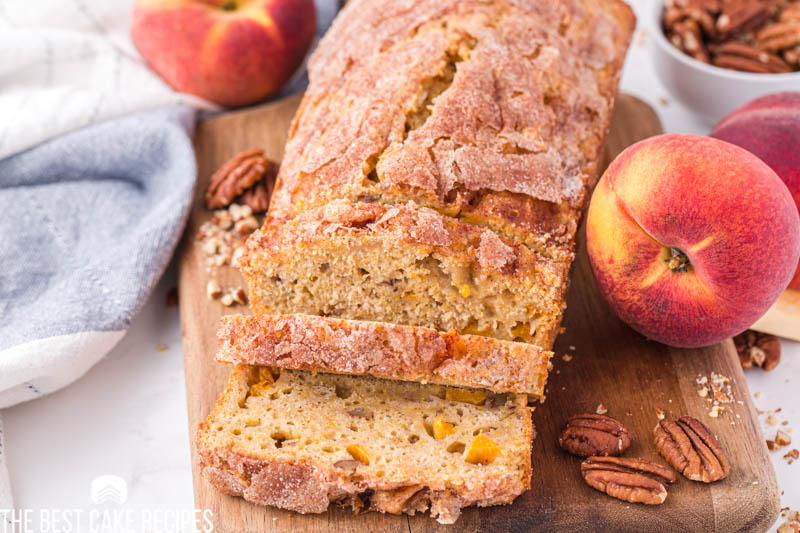 peach cake with pecans
