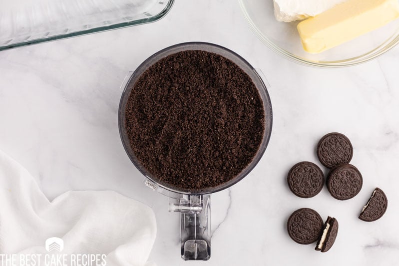 crushed oreos in a food processor